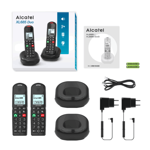 Alcatel XL685 Duo DECT Telefoon in Zwart met Handsfree Bellen en Grote Toetsen - Afbeelding 3