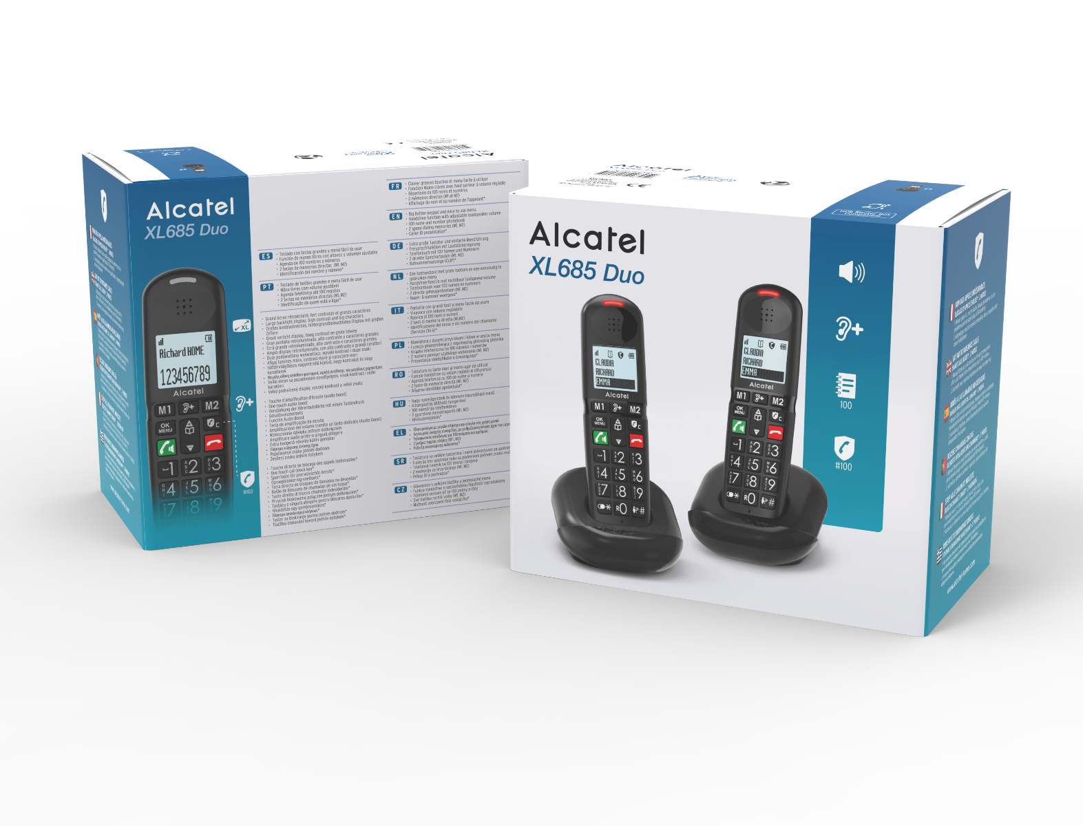 Alcatel XL685 Duo DECT Telefoon in Zwart met Handsfree Bellen en Grote Toetsen Alcatel XL685 Duo DECT Telefoon in Zwart met Handsfree Bellen en Grote Toetsen - Afbeelding 2
