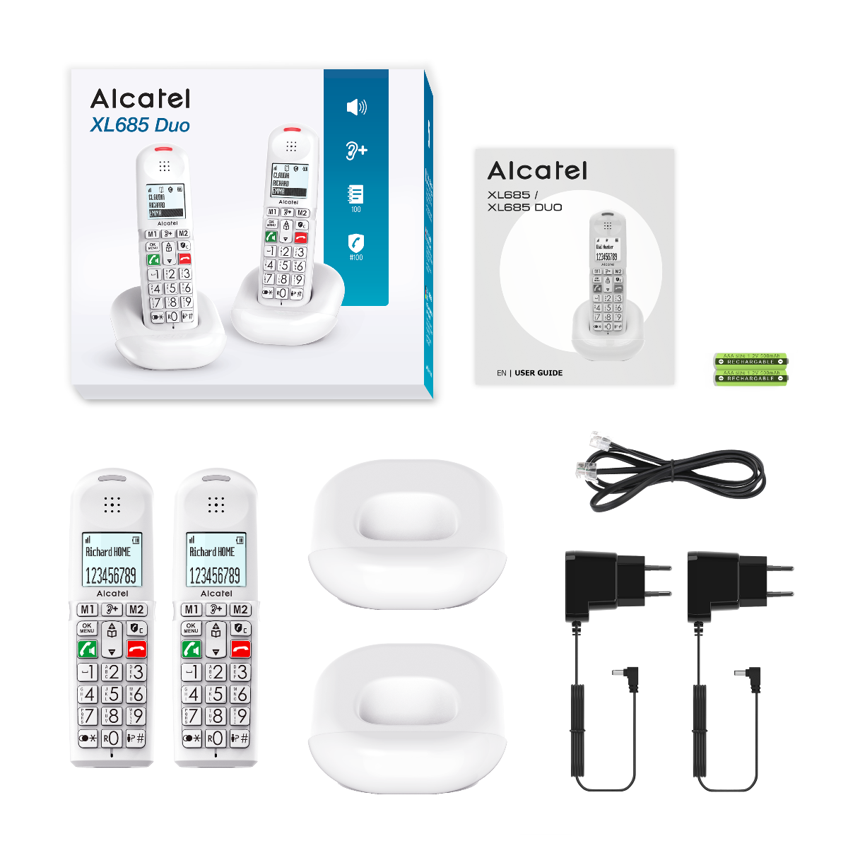 Alcatel XL685 Duo DECT Telefoon in Wit met Grote Toetsen en Handsfree Bellen Alcatel XL685 Duo DECT Telefoon in Wit met Grote Toetsen en Handsfree Bellen